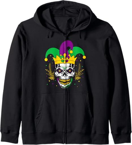 Mardi Gras Costume Sugar Skull - sugar skull zip up hoodie mens