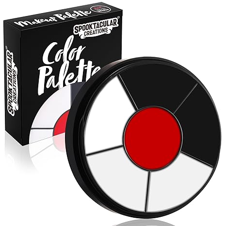 Spooktacular Creations Halloween Makeup Palette 3 Colors, Face Body Paint Makeup Wheel Waterproof Zombie Skeleton Cosplay Face Painting for Adult and Kids (0.35 Oz,White Black Red ) - sugar skull makeup kit