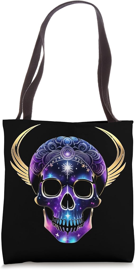 Cool Mardi Gras Sugar Skull with Wings, Stars and Universe Tote Bag - sugar skull handbags for sale