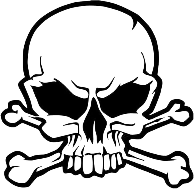 Skeleton Head Crossbones Skull Head Vinyl Decal Die Cut Sticker 5'' - sugar skull vinyl sticker