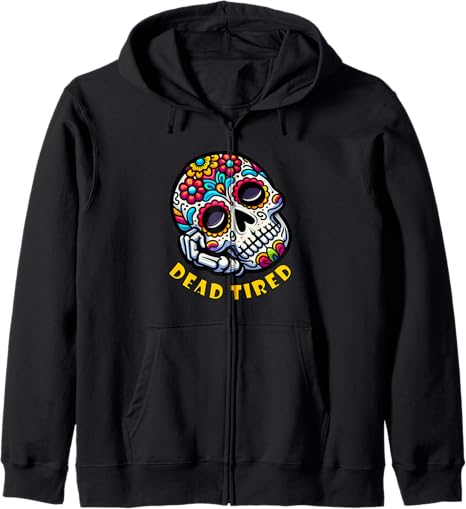 Funny Sugar Skull Day of the Dead by TKsTees - sugar skull zip up hoodie mens