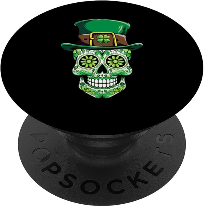 Funny St Patricks Day Tee - sugar skull beanie