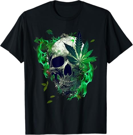 Marijuana Skull Smoke Weed Cannabis Gifts - sugar skull t-shirt womens