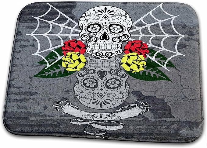 3dRose Bathroom Bath Rug Mat - Day of The Dead Skulls. Sugar Skull - sugar skull toilet mat set