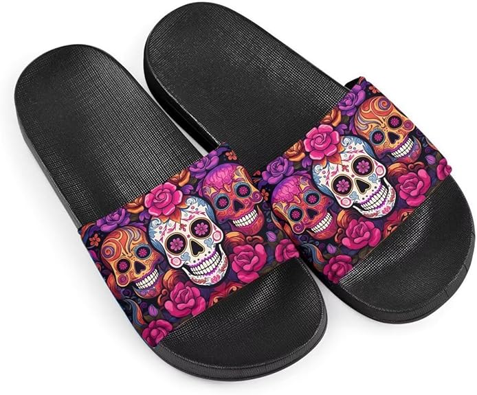 Howilath - sugar skull flip flops womens