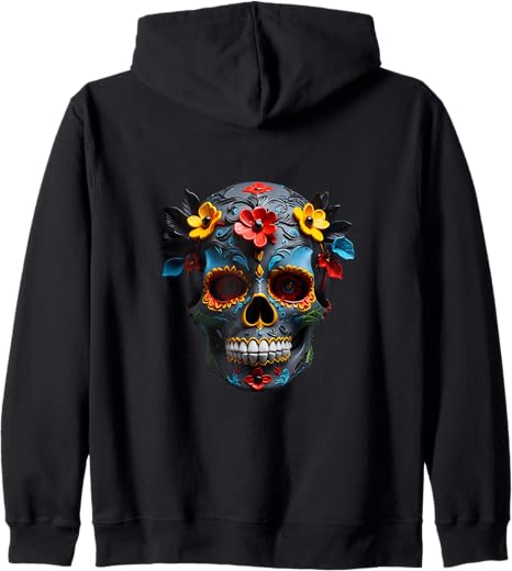 Sugar Skull Gifts & Day of the Dead Gifts - sugar skull zip up hoodie mens