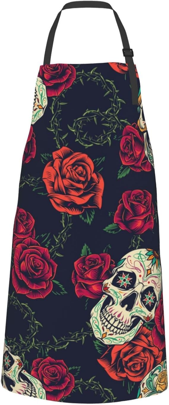 Chef Apron for Men and Women - 33" x 28" Large with 26" Waist Ties, with 2 Pockets for Your Cooking Essentials - sugar skull apron for women