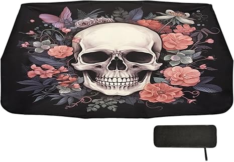Floral Sugar Skull Car Windshield Umbrella Sunshade Foldable Car Front Window Sun Shade for Truck SUV Cover to Keep Vehicle Cool 58 x 29.7-Inch - sugar skull car sunshade for windshield