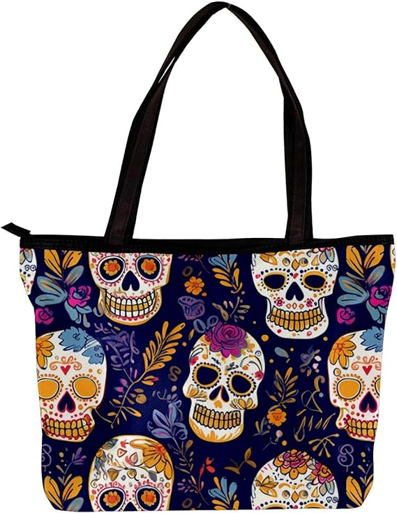 Tote Bags for Women,Womens Handbags,Small Tote Bag,Floral Sugar Skull - sugar skull handbags for sale