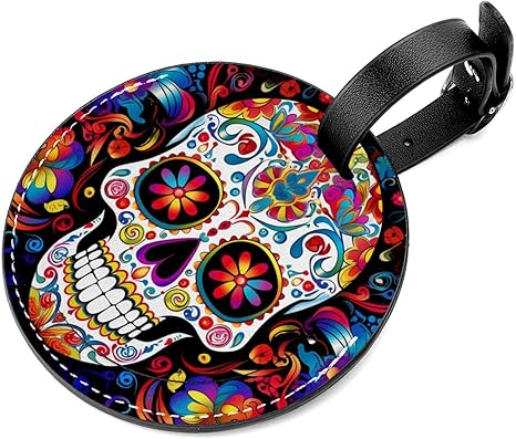Luggage Tag,Luggage Tags for Suitcases,Travel Tags for Luggage,2-Pc,Ethnic Style Sugar Skull - sugar skull handbags for sale