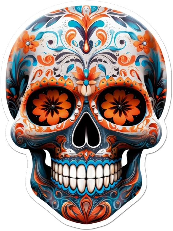 Sugar Skull Vinyl Decal Sticker- 5" x 3.75" - sugar skull vinyl sticker
