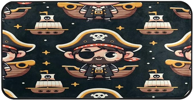 ALAZA Pirate Sugar Skull Ship Non Slip Kitchen Floor Mat Kitchen Rug for Entryway Hallway Bathroom Living Room Bedroom 39 x 20 inches(1.7' x 3.3') - sugar skull floor mat