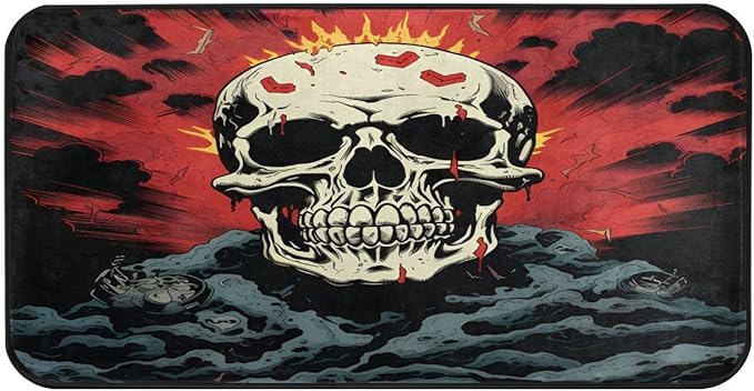 ALAZA Sugar Skull Fantasy Non Slip Kitchen Floor Mat Kitchen Rug for Entryway Hallway Bathroom Living Room Bedroom 39 x 20 inches(1.7' x 3.3') - sugar skull floor mat