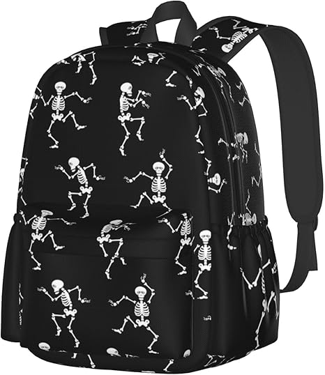 Halloween Dancing Skeleton School Backpack Casual Sports Goth Skull Bookbag Travel Laptop for Students Boys Girls - best sugar skull backpack