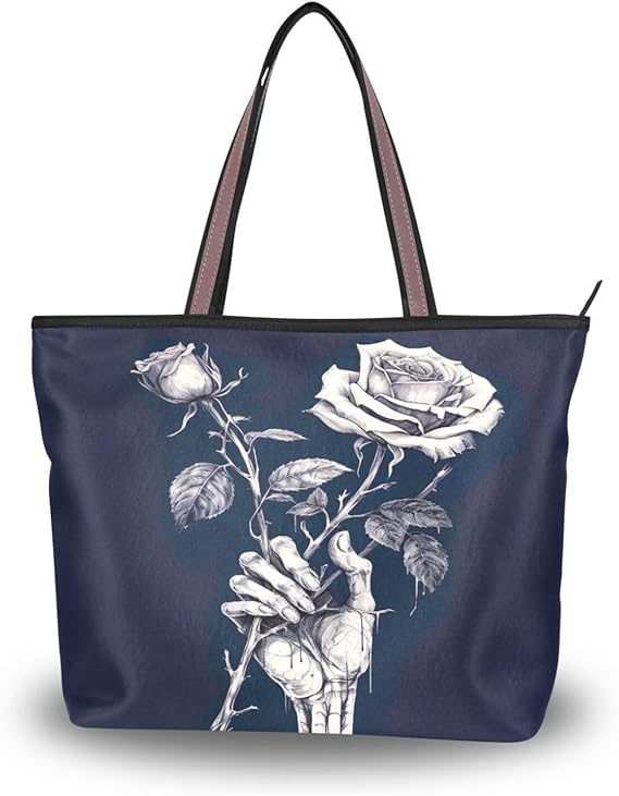 Women Tote Bags Rose Sugar Skull Skeleton Gothic Top Handle Satchel Handbags Shoulder Bag for Shopping L 20853563 - sugar skull handbags for sale