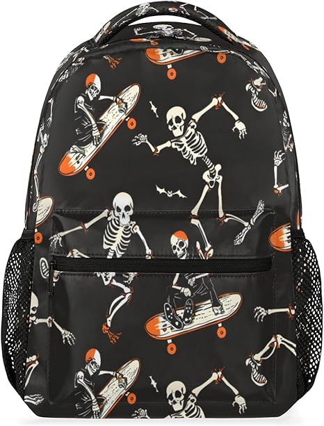 Halloween Skull Backpacks for Boys Girls Kids Funny Soprt Skuu Lightweight 16 Inch School Backpack Laptop College Bookbag Travel Casual Daypack Hiking Camping Computer Rucksack Medium - best sugar skull backpack