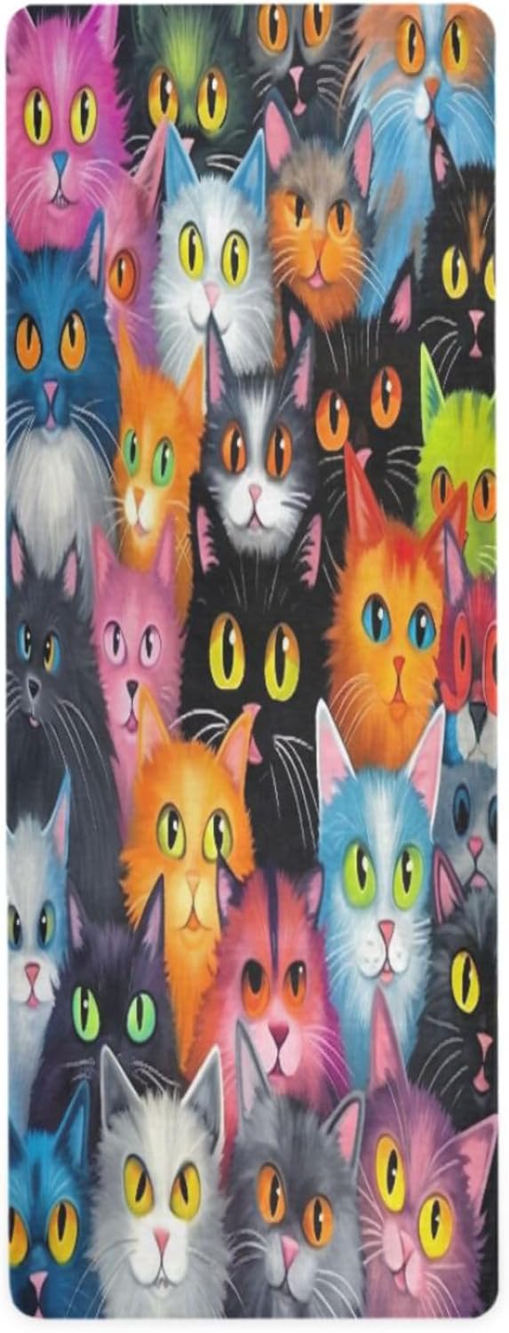 Cute Cats Yoga Mat Thick Non Slip Yoga Mat Workout Mat for Men Women, Exercise & Exercise Mat for Home Gym, Yoga, Pilates, Stretching, and Floor - sugar skull yoga mat