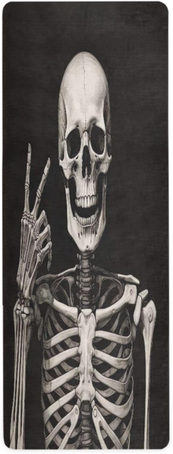 Smiling Skull Yoga Mat Thick Non Slip Yoga Mat Workout Mat for Men Women, Exercise & Exercise Mat for Home Gym, Yoga, Pilates, Stretching, and Floor - sugar skull yoga mat