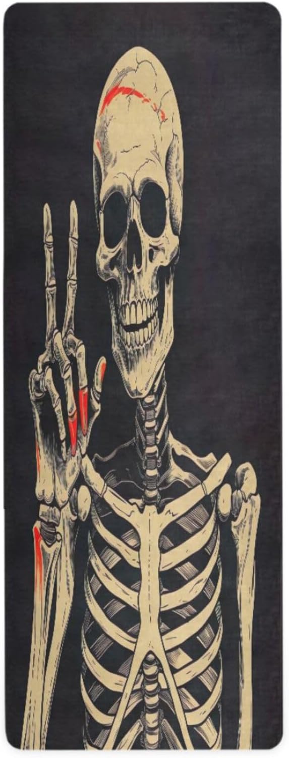 Victory Pose Skull Yoga Mat Thick Non Slip Yoga Mat Workout Mat for Men Women, Exercise & Exercise Mat for Home Gym, Yoga, Pilates, Stretching, and Floor - sugar skull yoga mat