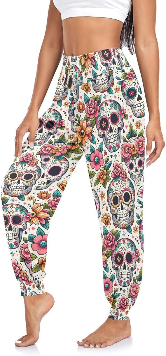 panksolu - sugar skull leggings for women
