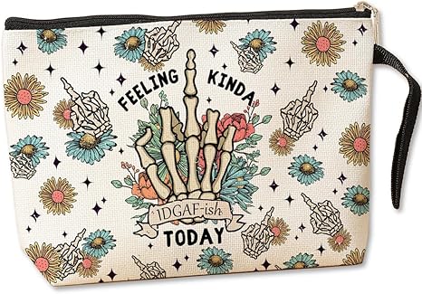 Skeleton Funny Makeup Bag Skull Gifts for Women Female Her Mom Wife Best Friend Daughter Aunt Niece Humor Sarcastic Toiletry Bag Mothers Day Graduation Birthday Gifts Floral Cosmetic Bag - sugar skull handbags for sale
