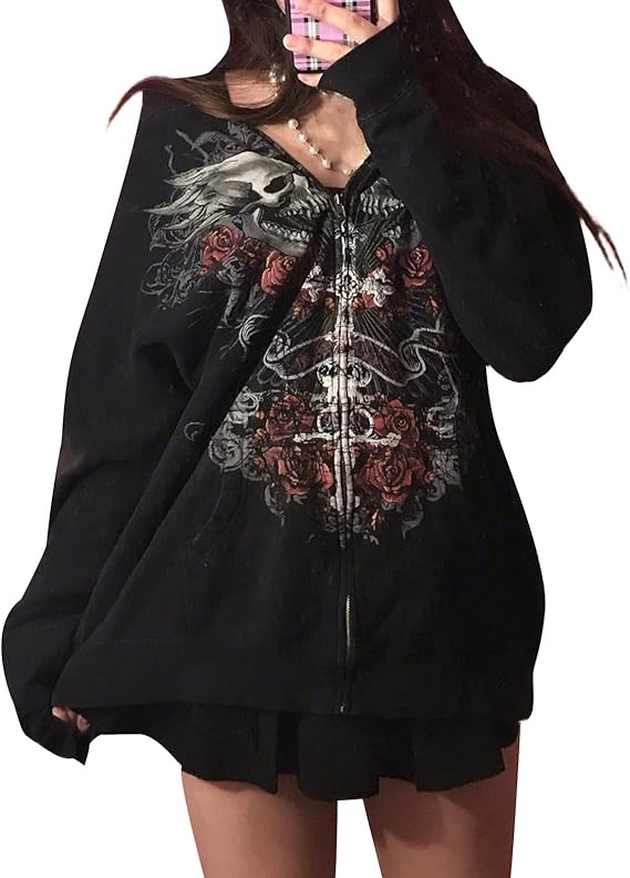 Kodaruber - sugar skull zip up hoodie mens
