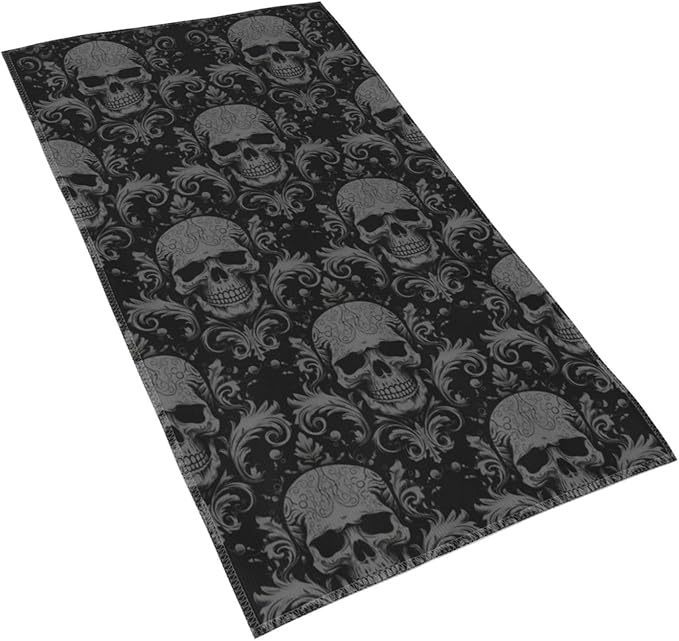 Gothic Skull Black Hand Towel for Bathroom Halloween Soft Absorbent Kitchen Dish Towels Decorative Bathroom Towel for Hair Guest Gym Spa 16"X27.5" - sugar skull beach towel