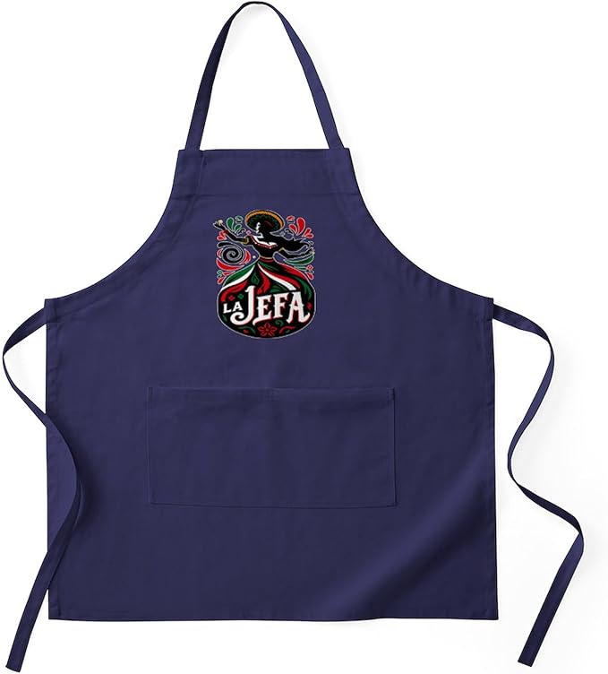 CafePress La Jefa The Boss Funny Sugar Skull Woman Mexican Kitchen Apron with Pockets, Grilling Apron, Baking Apron - sugar skull apron for women