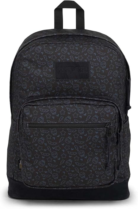 Right Pack Premium Backpack - Daypack with 15" Laptop Sleeve, Main Compartment & Water Bottle Pocket, Subtle Skull - best sugar skull backpack