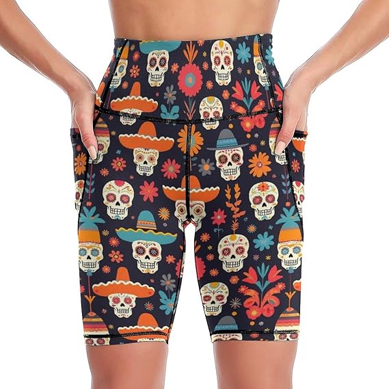 WOEZKEX - sugar skull leggings for women