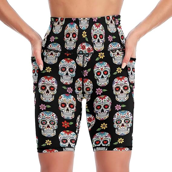 WOEZKEX - sugar skull leggings for women