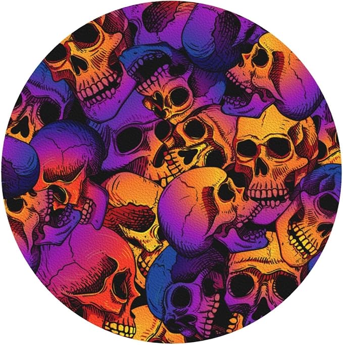 Skull Drink Coasters Set of 4 Bar Decor Cup Coasters 4" Leather Coasters Suitable for Home Gifts Office Coffee Table Bar Decor - sugar skull coasters set