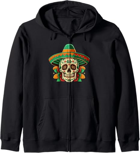 Cinco De mayo Mexican Sugar Skull 5th Of May - sugar skull zip up hoodie mens