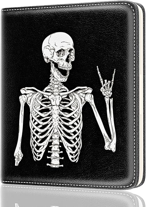 Womens Wallet, RFID Small Slim Wallet for Women, Cute Bifold Leather Pocket Credit Card Holder Ladies Mini Purse with Zipper Coin Pocket & ID Window, Abstract Skull - sugar skull wallets for women