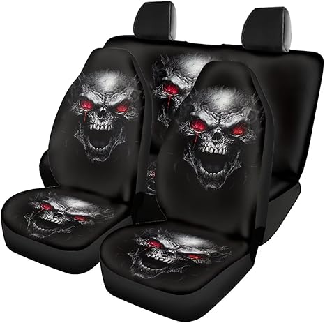 Gothic Skull Car Seat Cover Full Set for Women Washable Auto Interior Accessoies Car Seat Covers Universal Fit for SUV Sedan Van Trucks - sugar skull car seat covers set