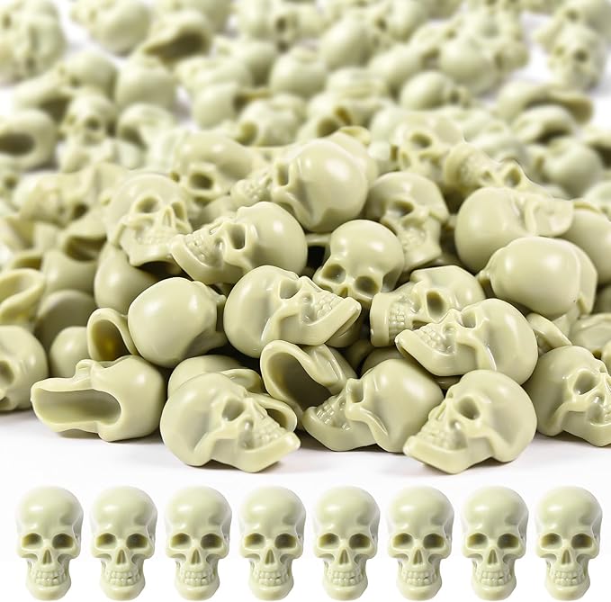 100pcs Mini Plastic Skulls Heads Miniature Skulls Halloween Skeleton Figurines for Halloween Pranks, Home Decoration, Party Supply - sugar skull figurine collectible