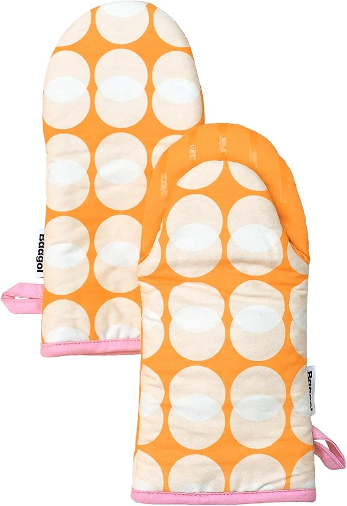 Non-Slip Cotton Kitchen Oven Mitt Set, Modern and Cute Kitchen Mittens with Non-Slip Silicone Grips and Hanging Loops, 2 Piece, 12" x 5.5" (Pumpkin Spice) - sugar skull oven mitts