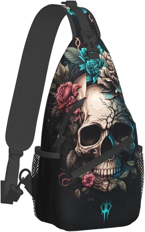 Dog Paw Sling Bag for Women Men Chicken Crossbody Bags Halloween Gothic Skull Daypack Shoulder Bag Backpack (gothic skull) - sugar skull handbags for sale