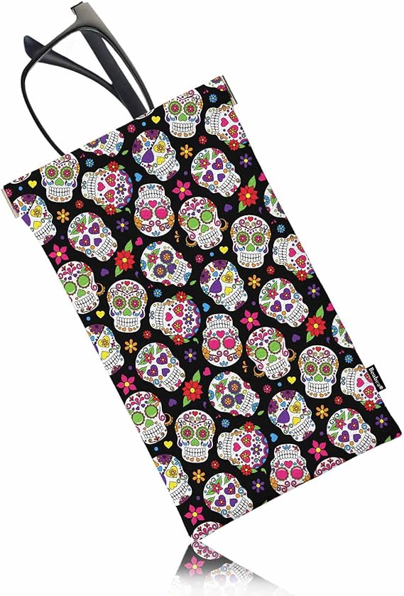 Dragonfly Glasses Case Lightweight Glasses Cases PU Sunglass Organizer Eyeglasses Case Glasses Cases For Men Women - sugar skull wine glass
