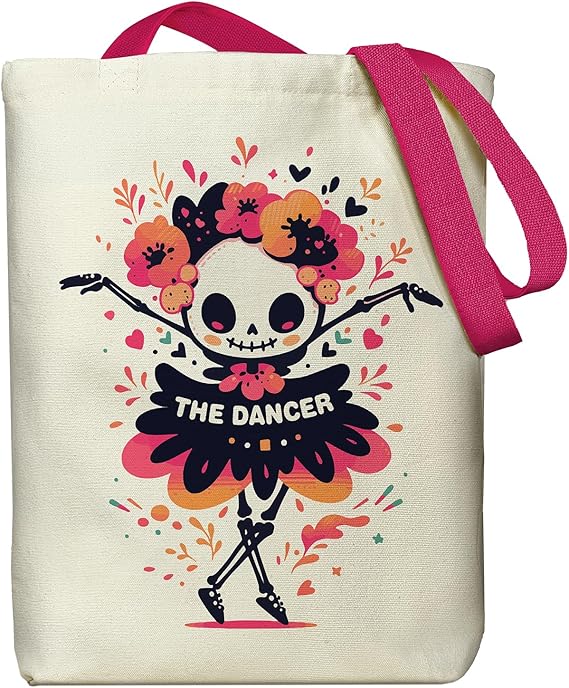 Canvas Tote Bag for Women, Tote Bag with Zipper Inner Pocket, Zippered Canvas Bag for Shopping Work Grocery Everyday - canvas sugar skull tote bag