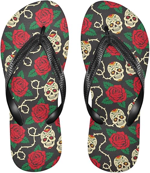ALAZA - sugar skull flip flops womens