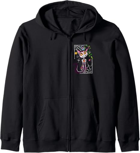 Sugar Skull Cat Cinco De Mayo Mexican Halloween - sugar skull zip up hoodie mens