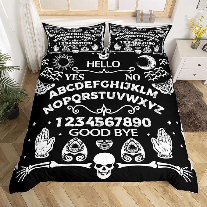 Feelyou Sugar Skull Bedding Set King Size Kids Gothic Skull Comforter Cover Set for Boys Girls Teens Boho Black White Duvet Cover Halloween Themed Bedspread Cover - sugar skull bedding set