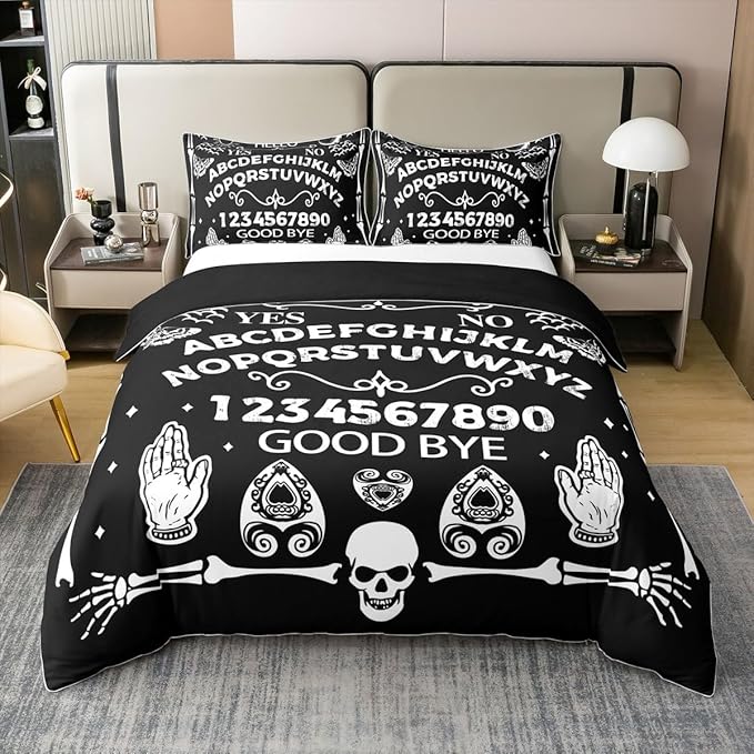 Feelyou Sugar Skull Bedding Set Twin Size Kids Gothic Skull Comforter Cover Set for Boys Girls Teens Boho Black White 100% Cotton Duvet Cover Halloween Themed Bedspread Cover - sugar skull bedding set