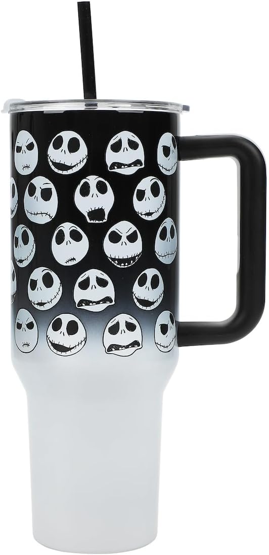 Bioworld Nightmare Before Christmas Jack Skellington 40 Oz Stainless Steel Tumbler - sugar skull tumbler with straw