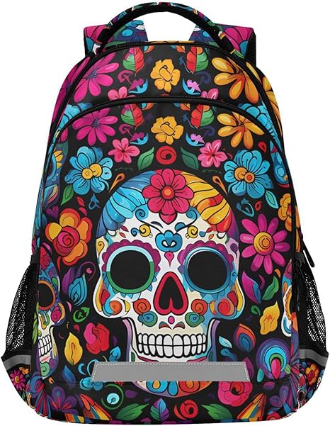 Sugar Skull Day Of Dead Backpack Purse for Women Men Personalized Laptop Notebook Tablet School Bag Casual Daypack, 13 14 15.6 inch - best sugar skull backpack