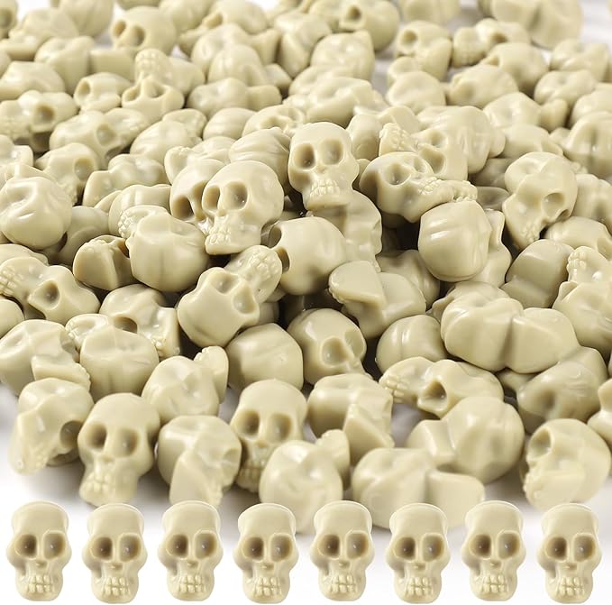 OZIO 150 Mini Plastic Skull Heads - Halloween Miniature Figurines Skulls Heads Ornaments for DIY Crafts, Home Prank Props, Party Favors - sugar skull figurine collectible