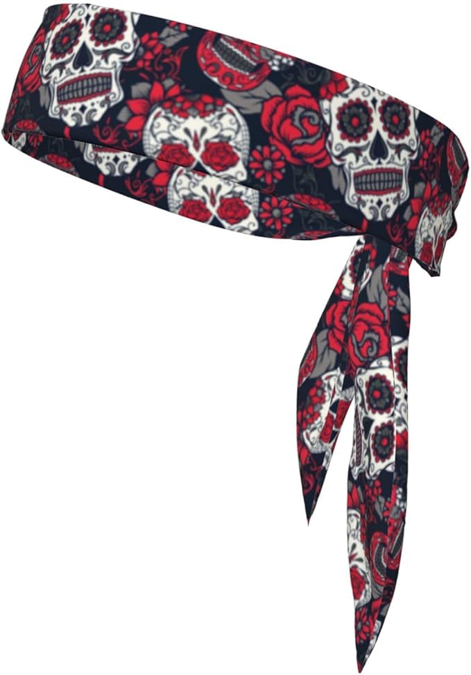 Bandana Headbands Head Tie Ninja Karate Sweatbands Adjustable Hair Wrap Bands - sugar skull flower crown