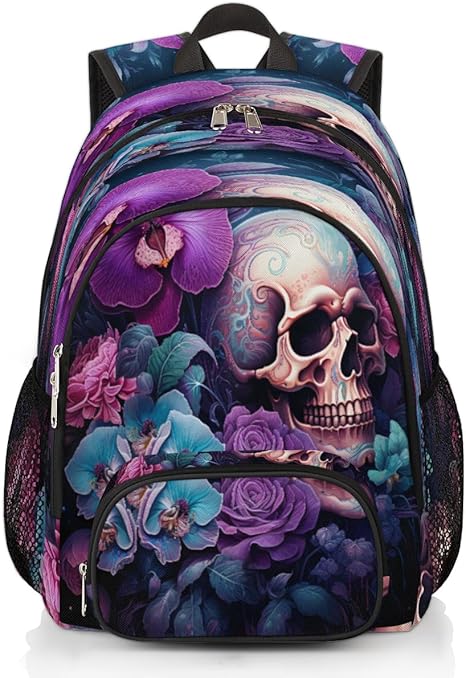 Sugar Skull Backpacks for Women Men Travel Laptop Backpack Waterproof Bookbag Backpack with Laptop Compartment & Multiple Pockets Traveling Back Pack Casual Daypack - best sugar skull backpack