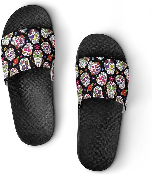 Sufeasdf - sugar skull flip flops womens